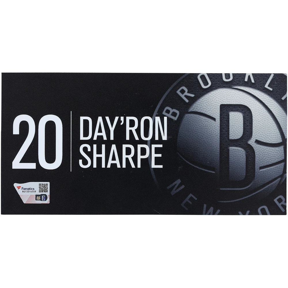 Day'Ron Sharpe Brooklyn Nets Player-Issued #20 Black Nameplate from the 2024-25 NBA Season