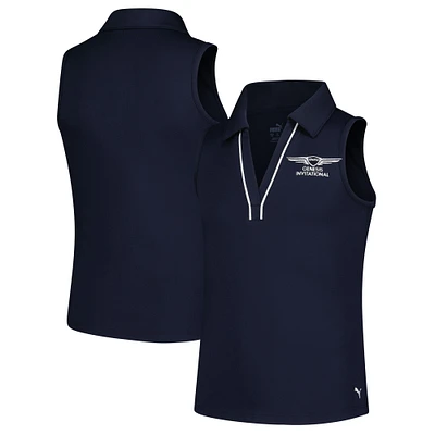 Girl's Youth Puma Navy Genesis Invitational Piped Cloudspun Sleeveless Polo