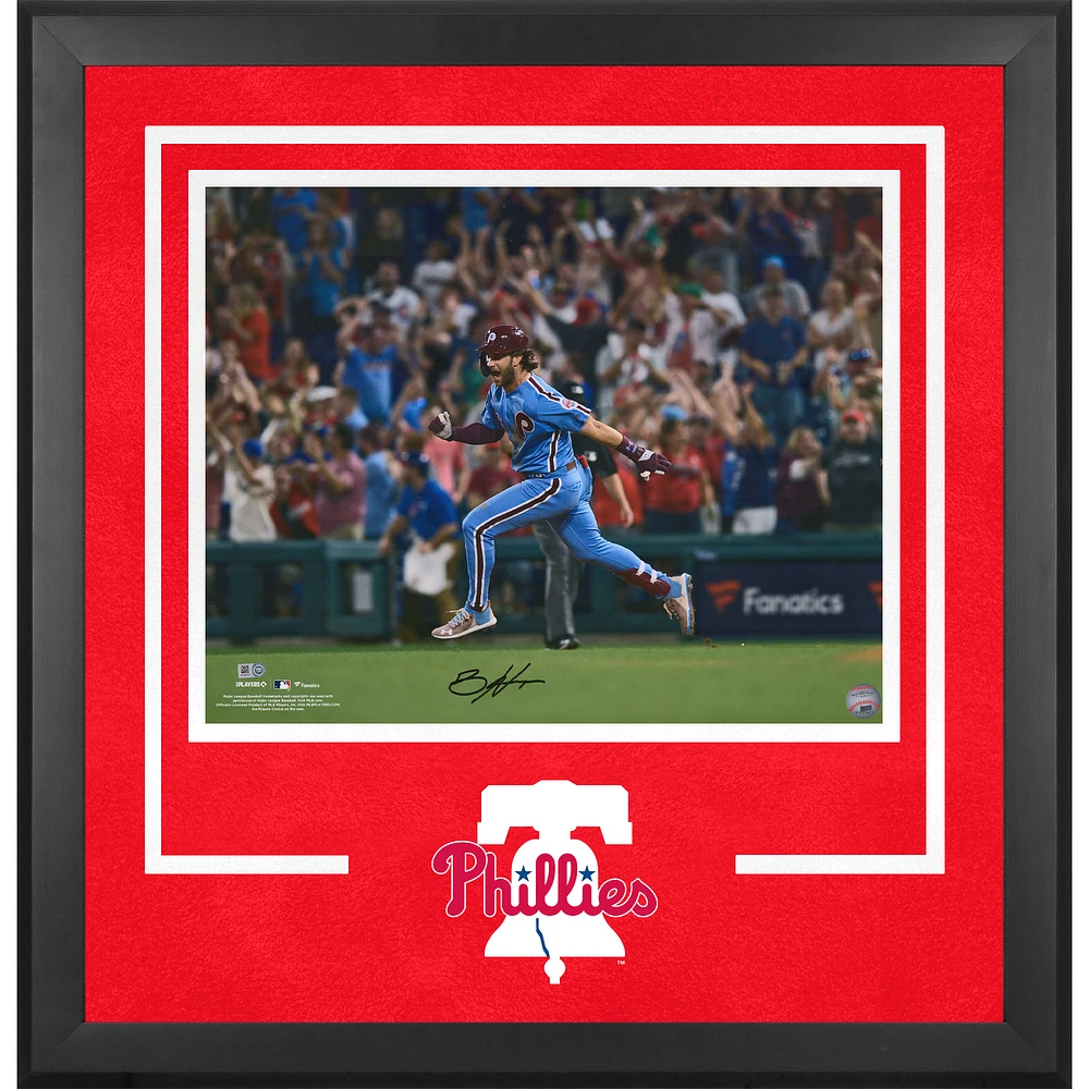 Bryce Harper Philadelphia Phillies Autographed Deluxe Framed 16" x 20" Running Bases After Grand Slam Photograph