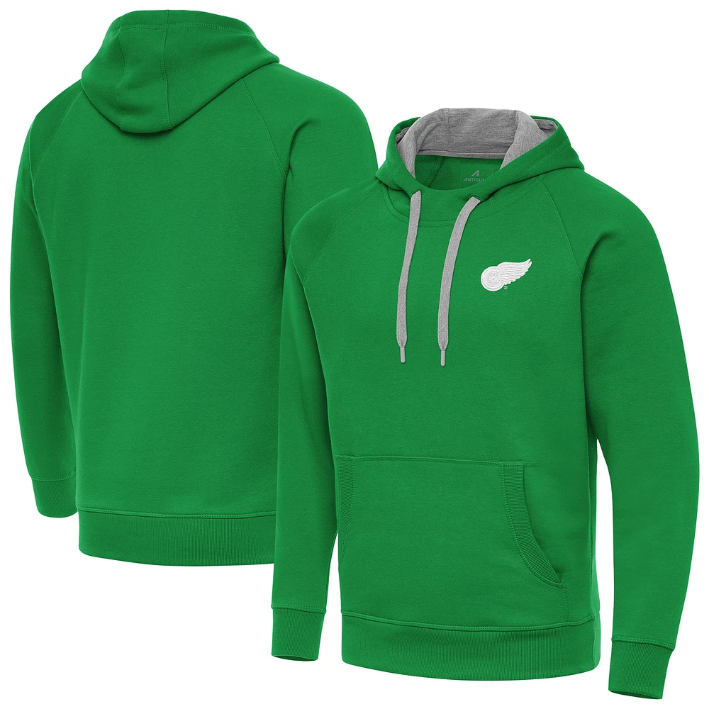 Men's Antigua Kelly Green Detroit Red Wings St. Patrick's Day Victory Pullover Hoodie