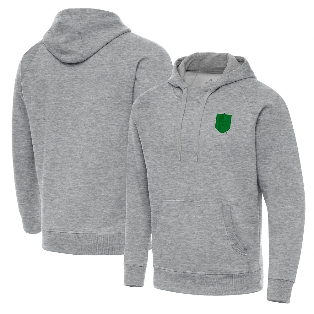 Men's Antigua Heather Gray Vegas Golden Knights St. Patrick's Day Victory Pullover Hoodie
