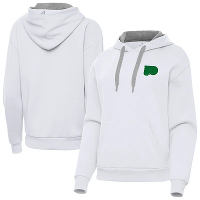 Women's Antigua White Philadelphia Flyers St. Patrick's Day Victory Pullover Hoodie