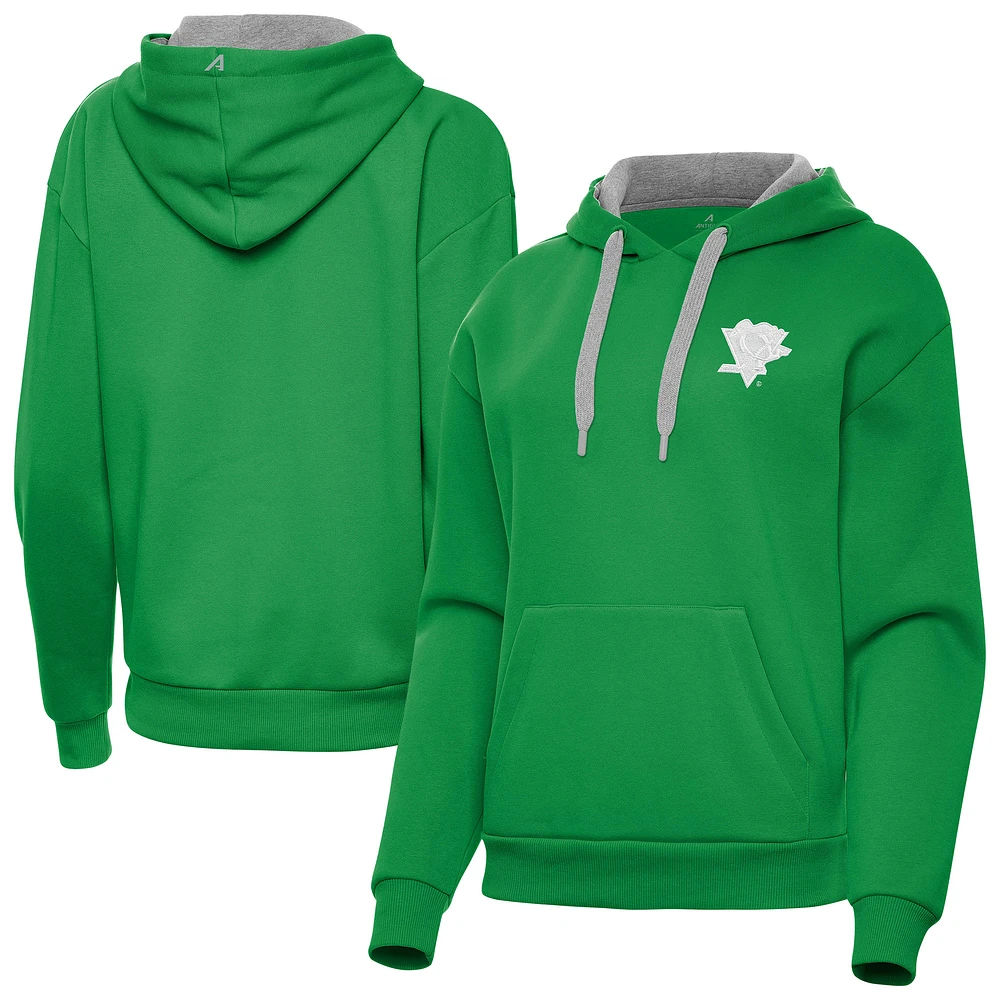 Women's Antigua Kelly Green Pittsburgh Penguins St. Patrick's Day Victory Pullover Hoodie