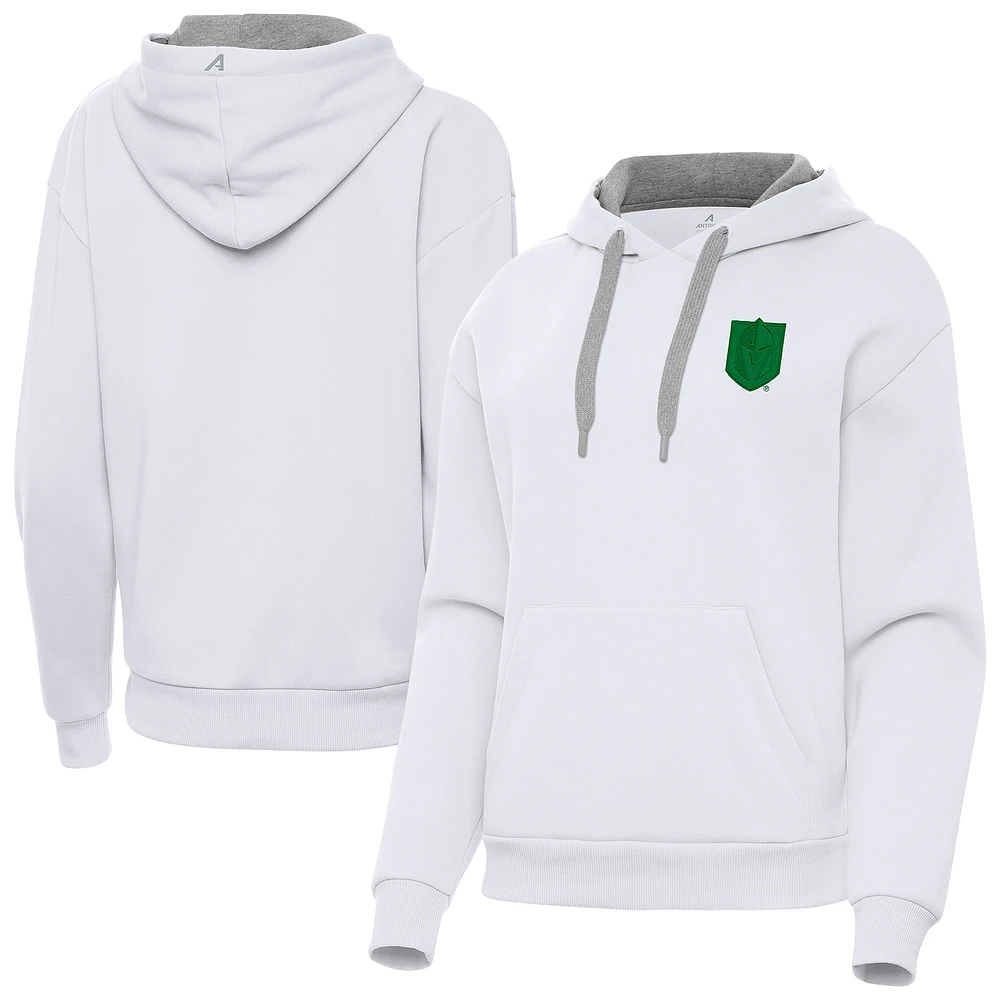 Women's Antigua White Vegas Golden Knights St. Patrick's Day Victory Pullover Hoodie