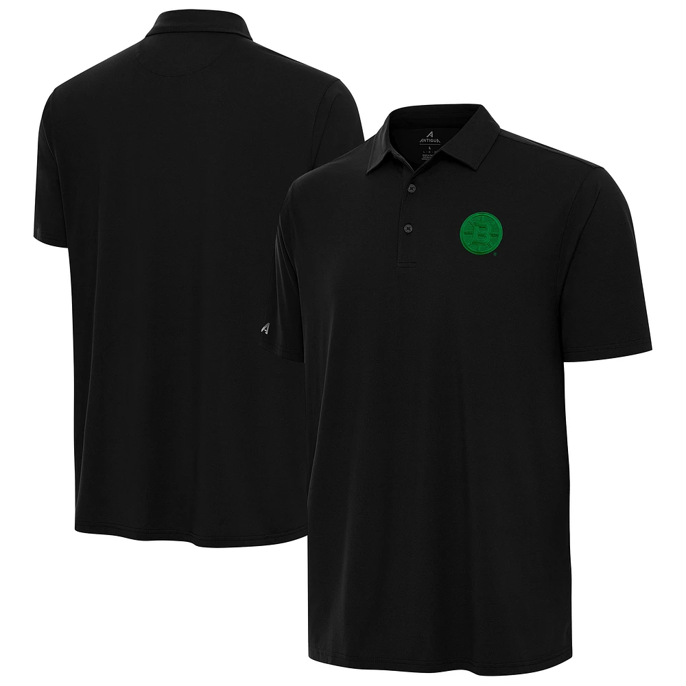 Men's Antigua Black Boston Bruins St. Patrick's Day Era Polo