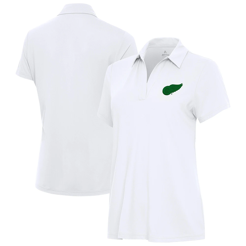 Women's Antigua Detroit Red Wings St. Patrick Era V-Neck Polo
