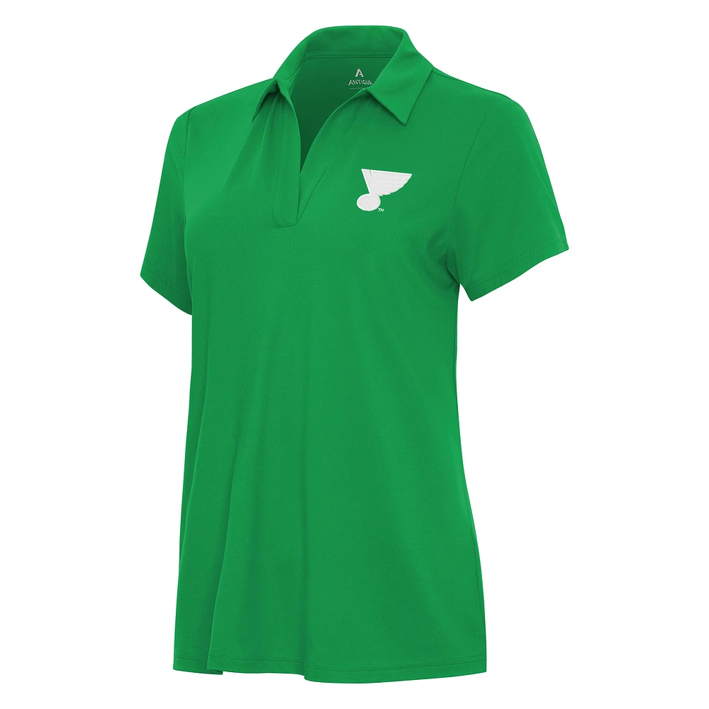 Women's Antigua Kelly Green St. Louis Blues Patrick Era V-Neck Polo