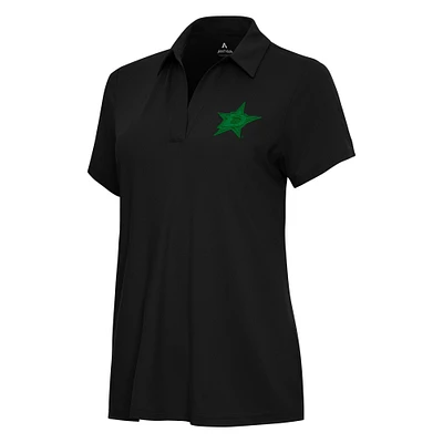 Women's Antigua Black Dallas Stars St. Patrick Era V-Neck Polo