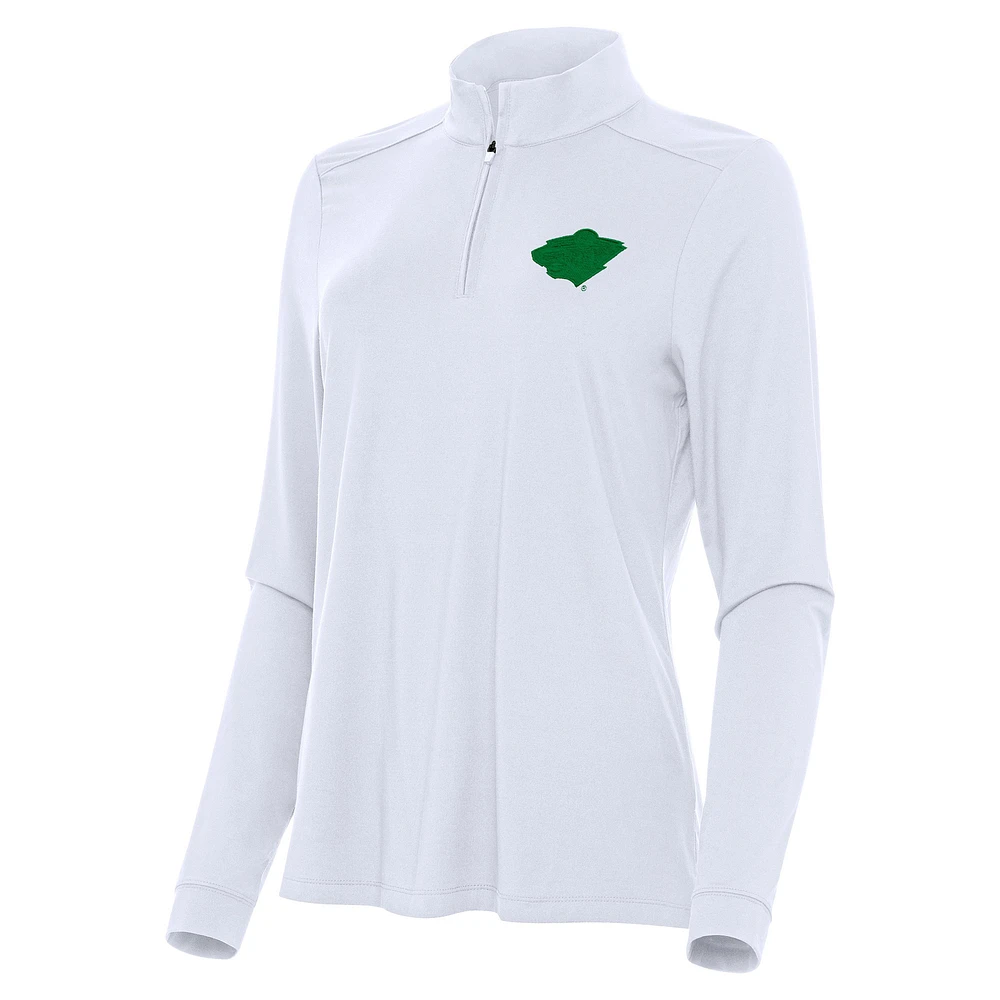 Women's Antigua White Minnesota Wild St. Patrick Intent Quarter-Zip Performance Top