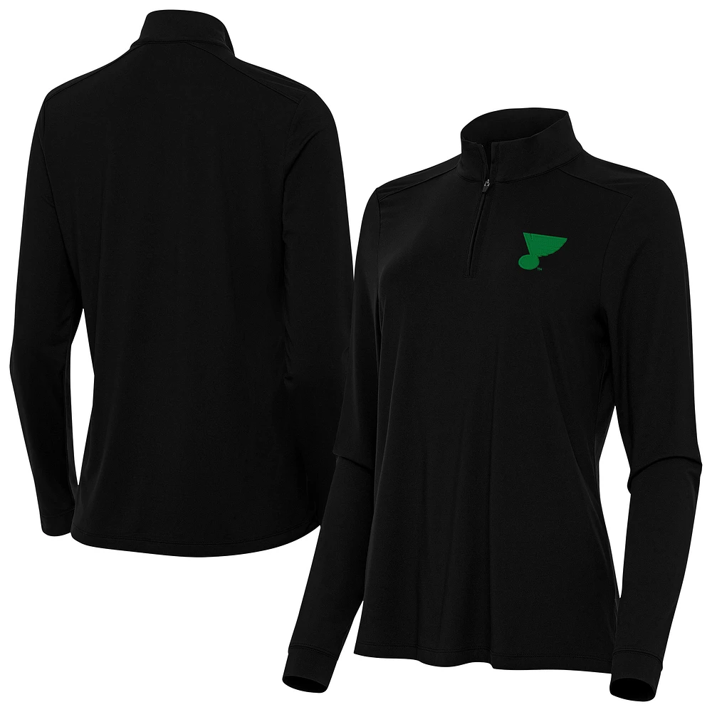 Women's Antigua St. Louis Blues St. Patrick Intent Quarter-Zip Performance Top
