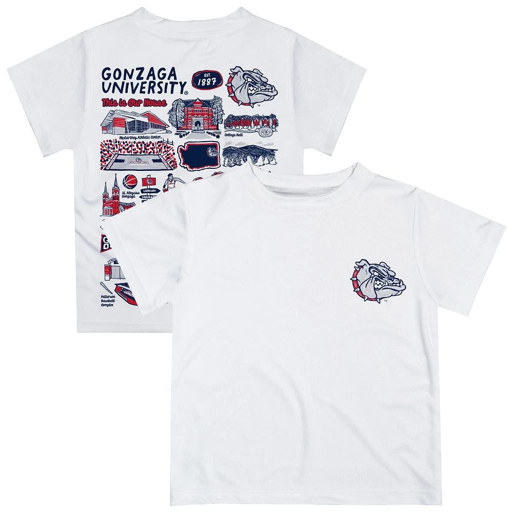 Toddler Vive La Fete White Gonzaga Bulldogs Impressions Artwork T-Shirt
