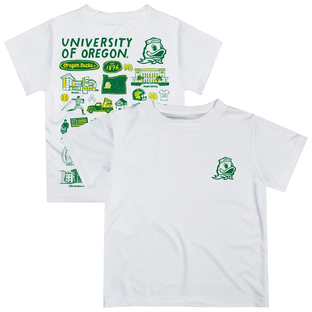Toddler Vive La Fete White Oregon Ducks Impressions Artwork T-Shirt