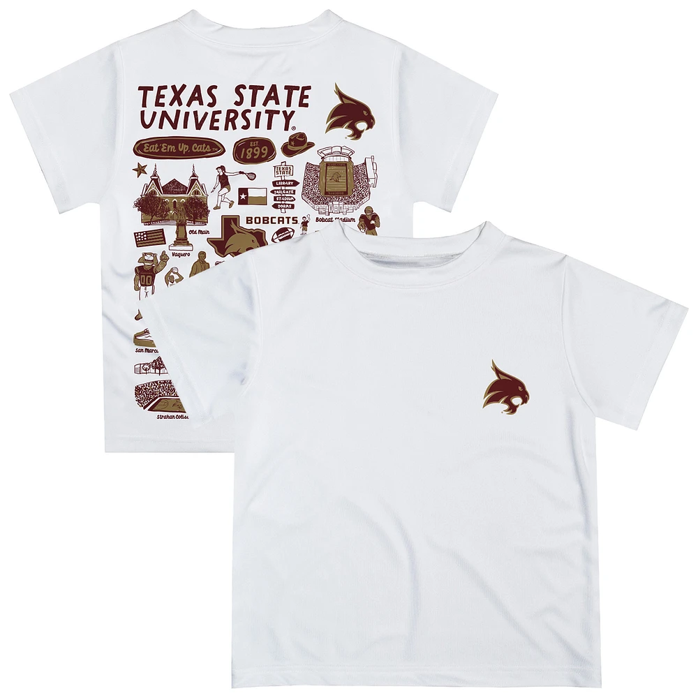 Toddler Vive La Fete White Texas State Bobcats Impressions Artwork T-Shirt
