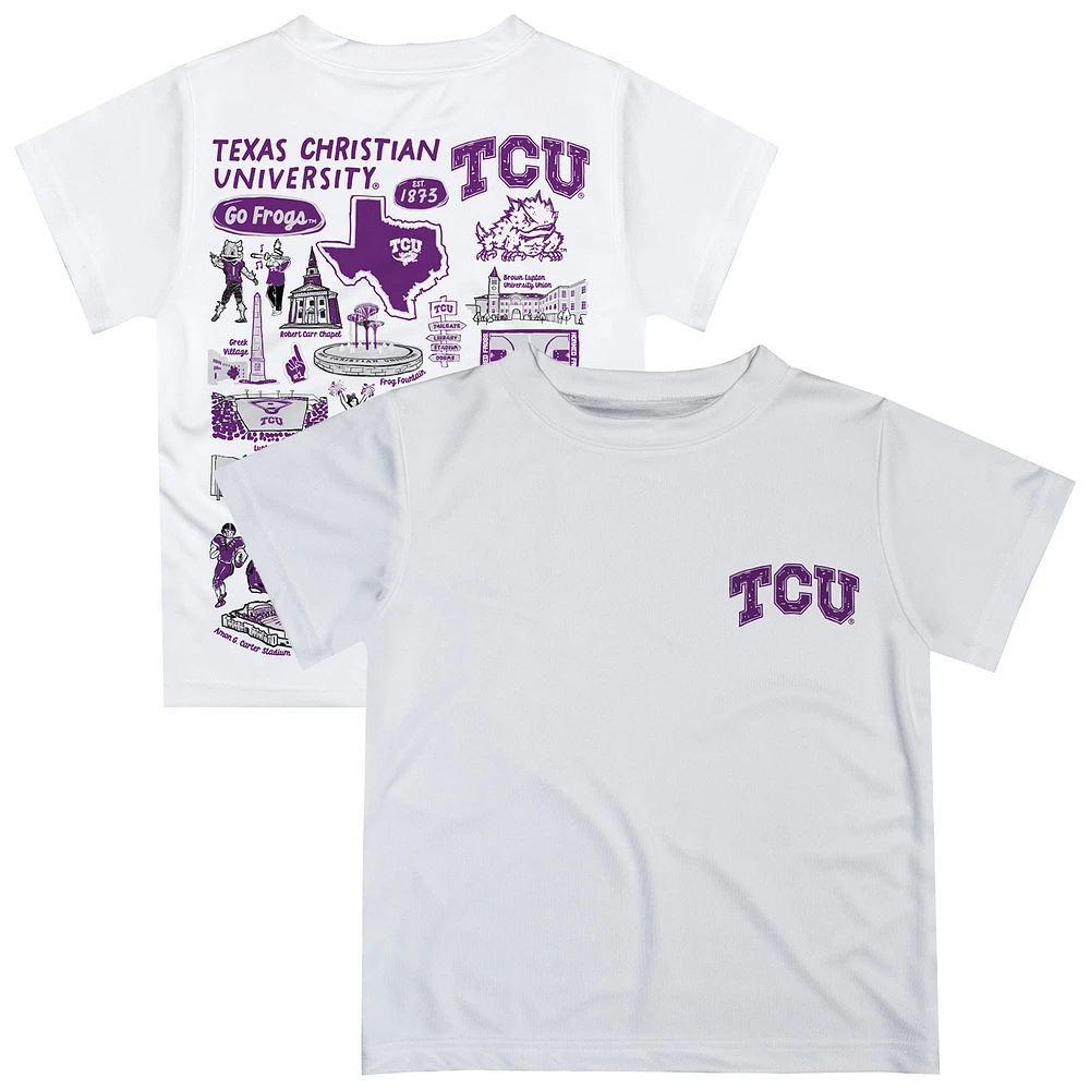Toddler Vive La Fete White TCU Horned Frogs Impressions Artwork T-Shirt