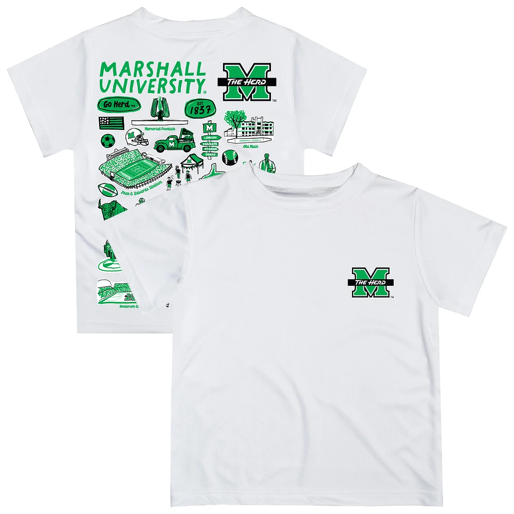 Toddler Vive La Fete White Marshall Thundering Herd Impressions Artwork T-Shirt