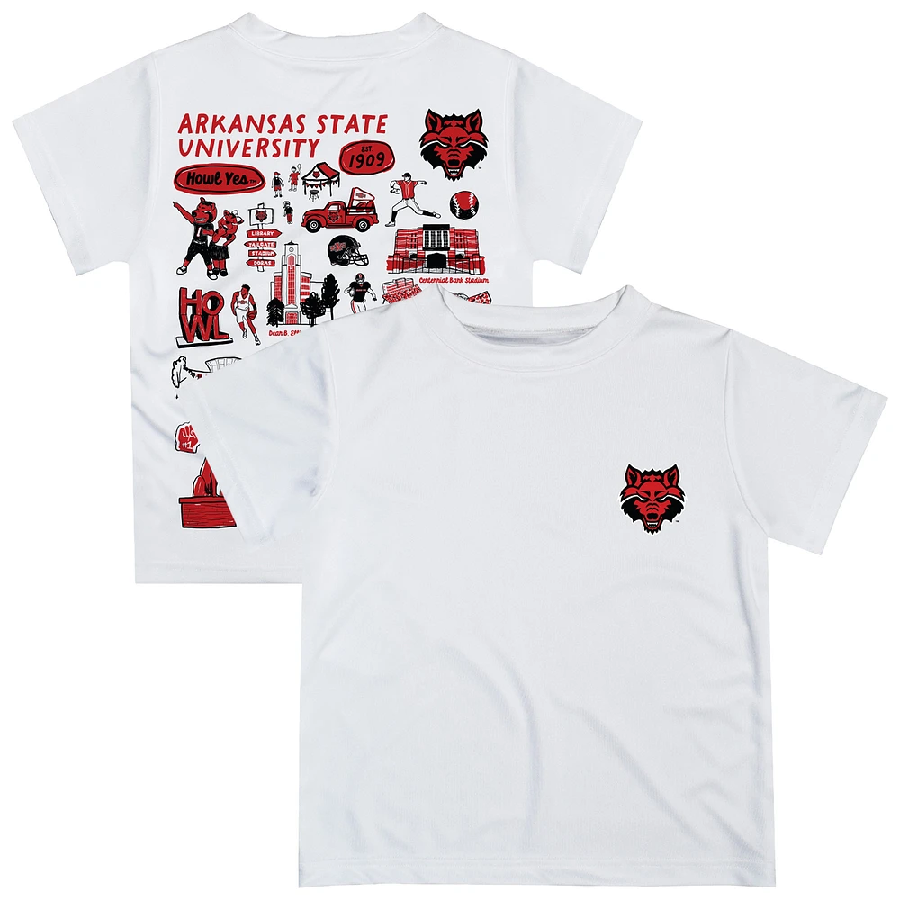 Toddler Vive La Fete White Arkansas State Red Wolves Impressions Artwork T-Shirt