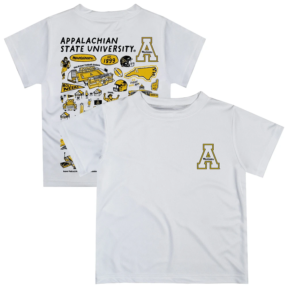 Toddler Vive La Fete White Appalachian State Mountaineers Impressions Artwork T-Shirt