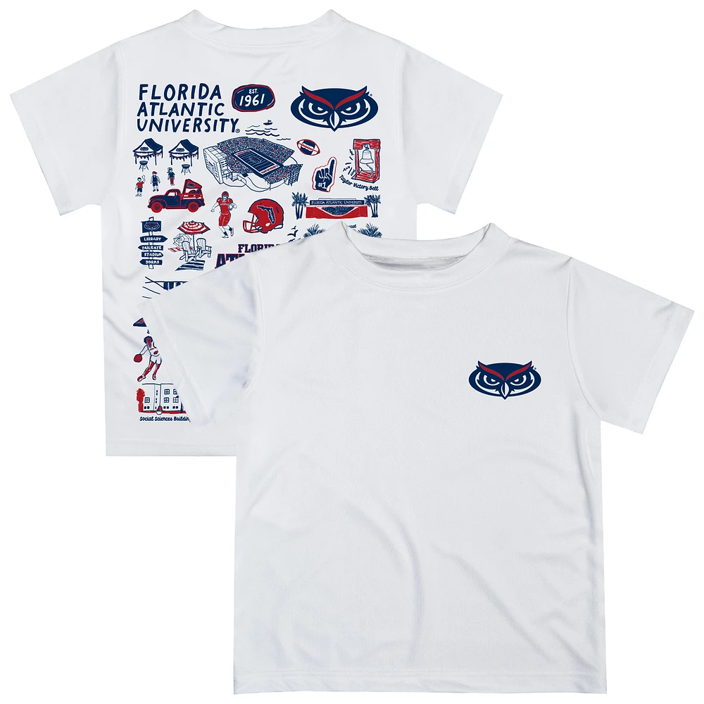 Youth Vive La Fete White Florida Atlantic Owls Impressions Artwork T-Shirt