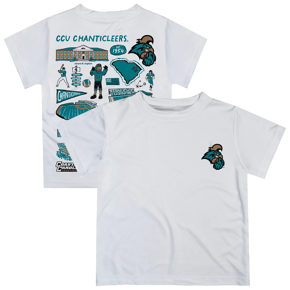 Youth Vive La Fete White Coastal Carolina Chanticleers Impressions Artwork T-Shirt