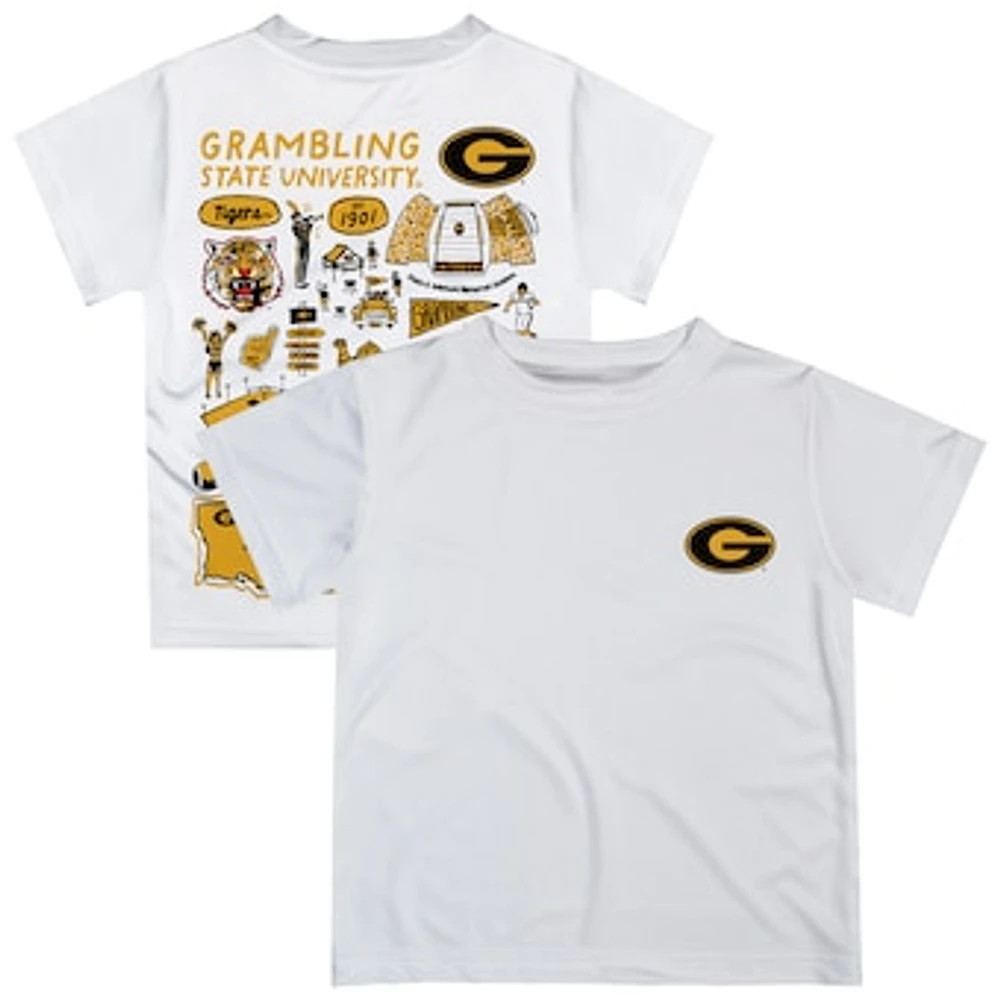 Youth Vive La Fete White Grambling Tigers Impressions Artwork T-Shirt