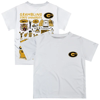 Youth Vive La Fete  White Grambling Tigers Impressions Artwork T-Shirt