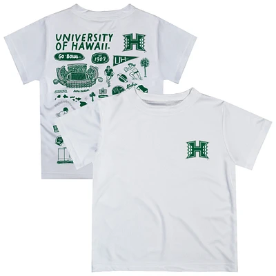 Youth Vive La Fete  White Hawaii Rainbow Warriors Impressions Artwork T-Shirt