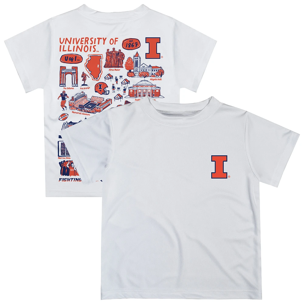 Youth Vive La Fete White Illinois Fighting Illini Impressions Artwork T-Shirt