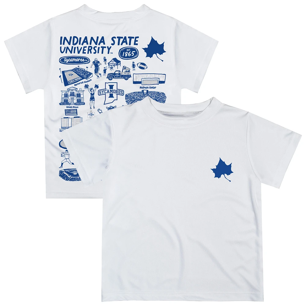 Youth Vive La Fete White Indiana State Sycamores Impressions Artwork T-Shirt