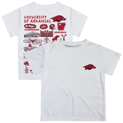 Youth Vive La Fete  White Arkansas Razorbacks Impressions Artwork T-Shirt