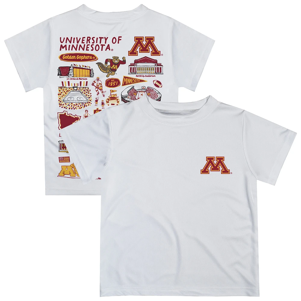 Youth Vive La Fete White Minnesota Golden Gophers Impressions Artwork T-Shirt