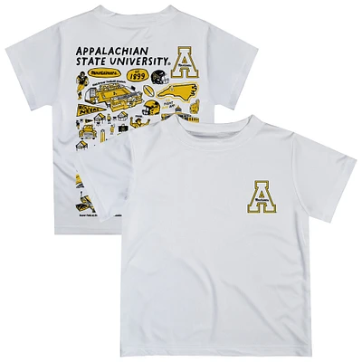 Youth Vive La Fete White Appalachian State Mountaineers Impressions Artwork T-Shirt