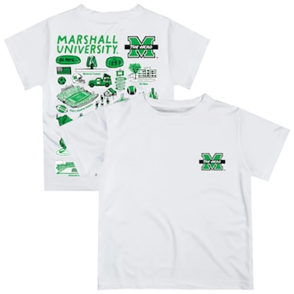 Youth Vive La Fete White Marshall Thundering Herd Impressions Artwork T-Shirt