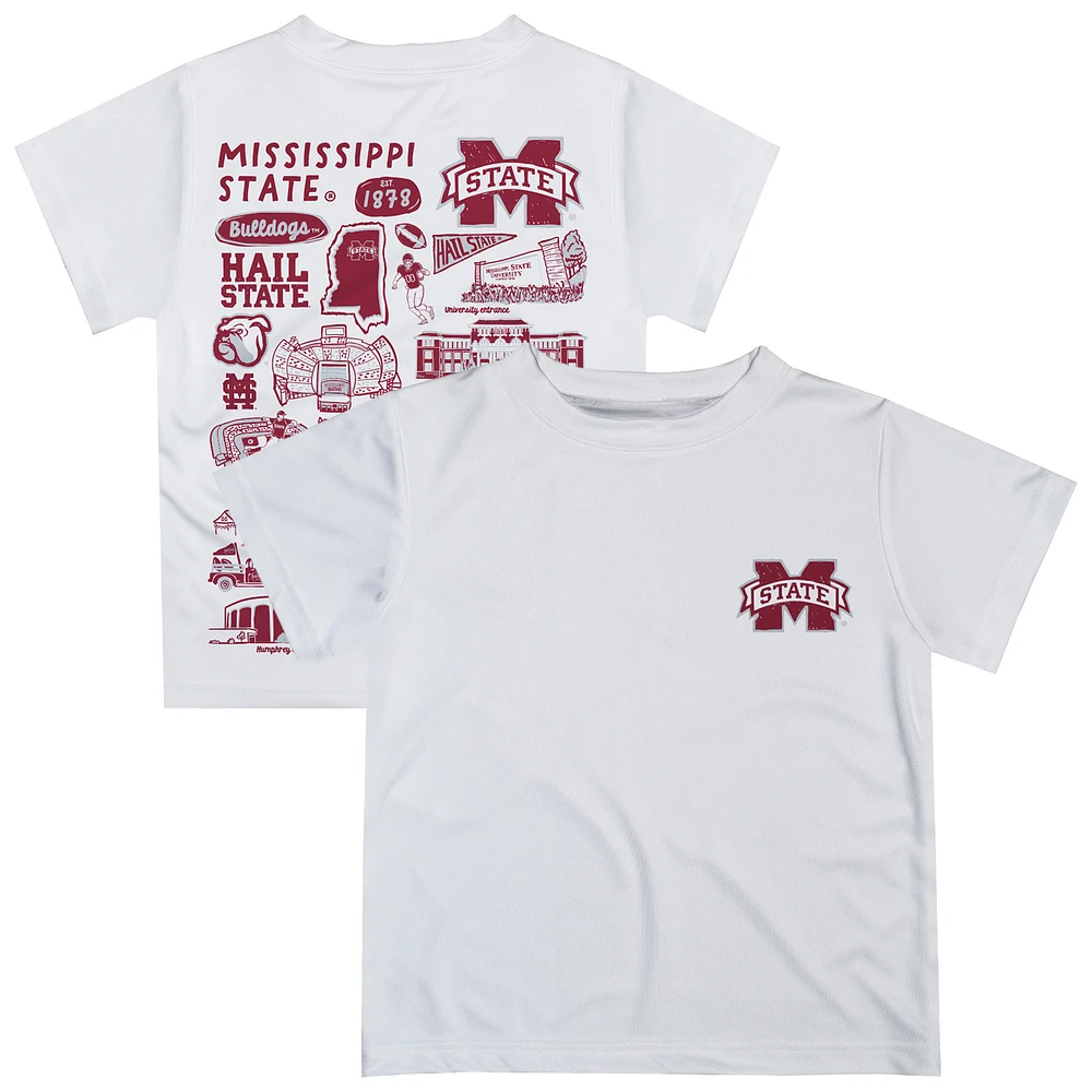 Youth Vive La Fete White Mississippi State Bulldogs Impressions Artwork T-Shirt