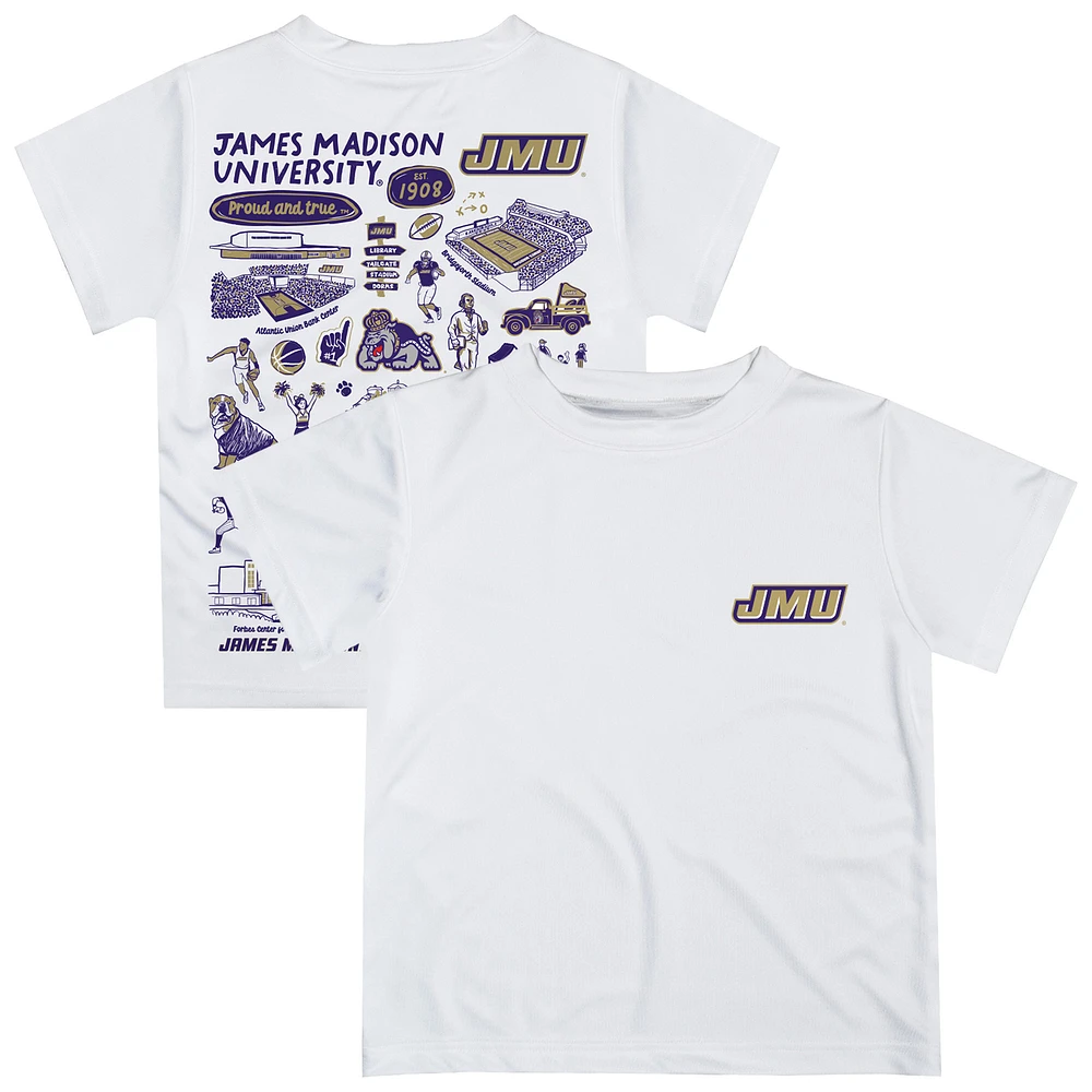 Youth Vive La Fete White James Madison Dukes Impressions Artwork T-Shirt