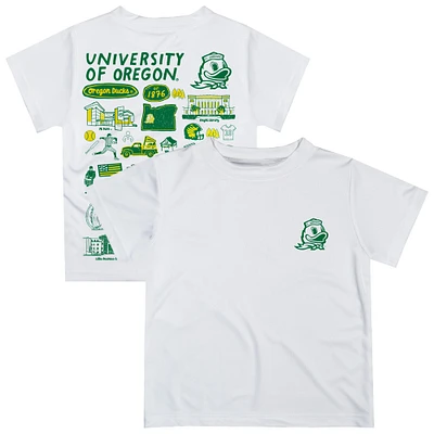 Youth Vive La Fete White Oregon Ducks Impressions Artwork T-Shirt