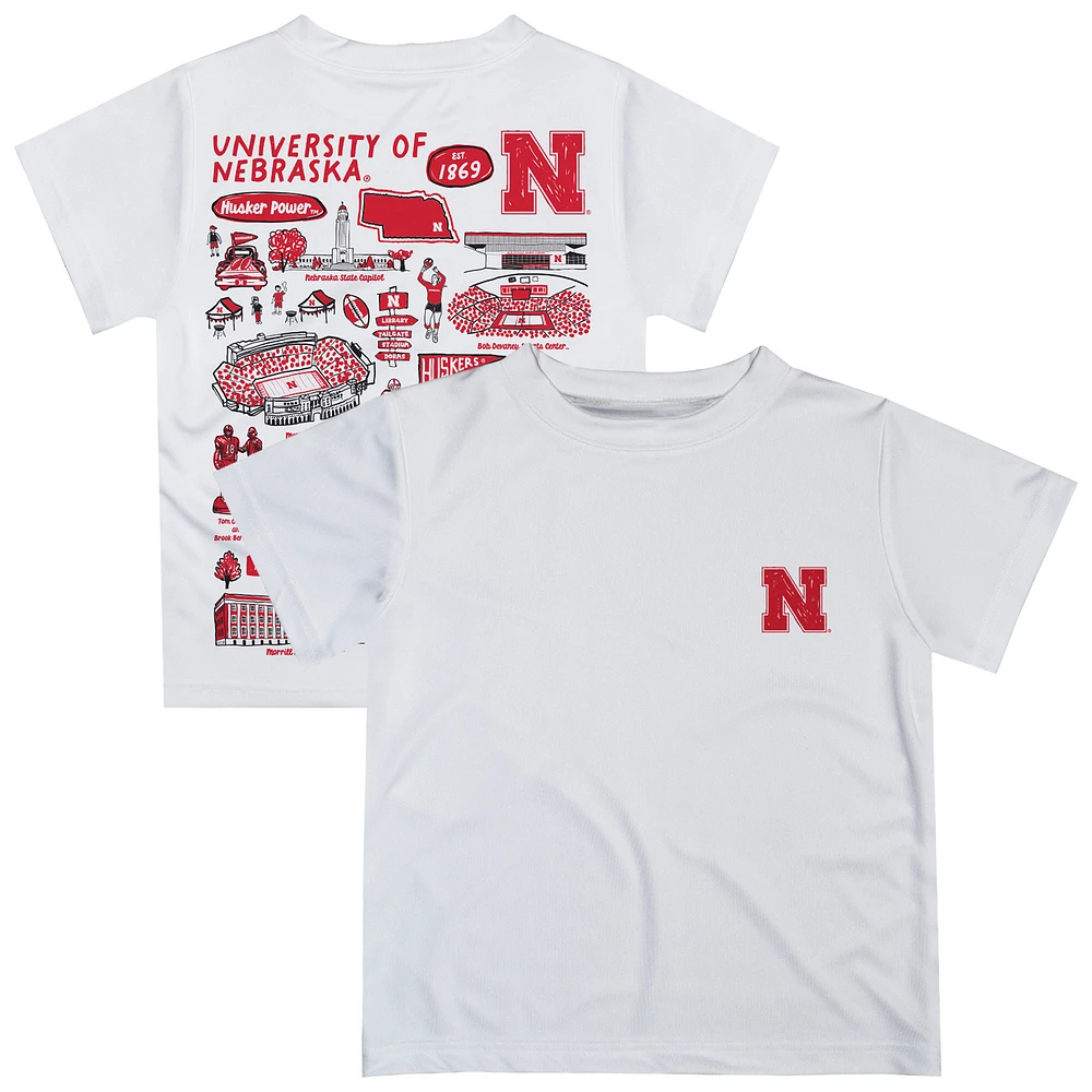 Youth Vive La Fete White Nebraska Huskers Impressions Artwork T-Shirt