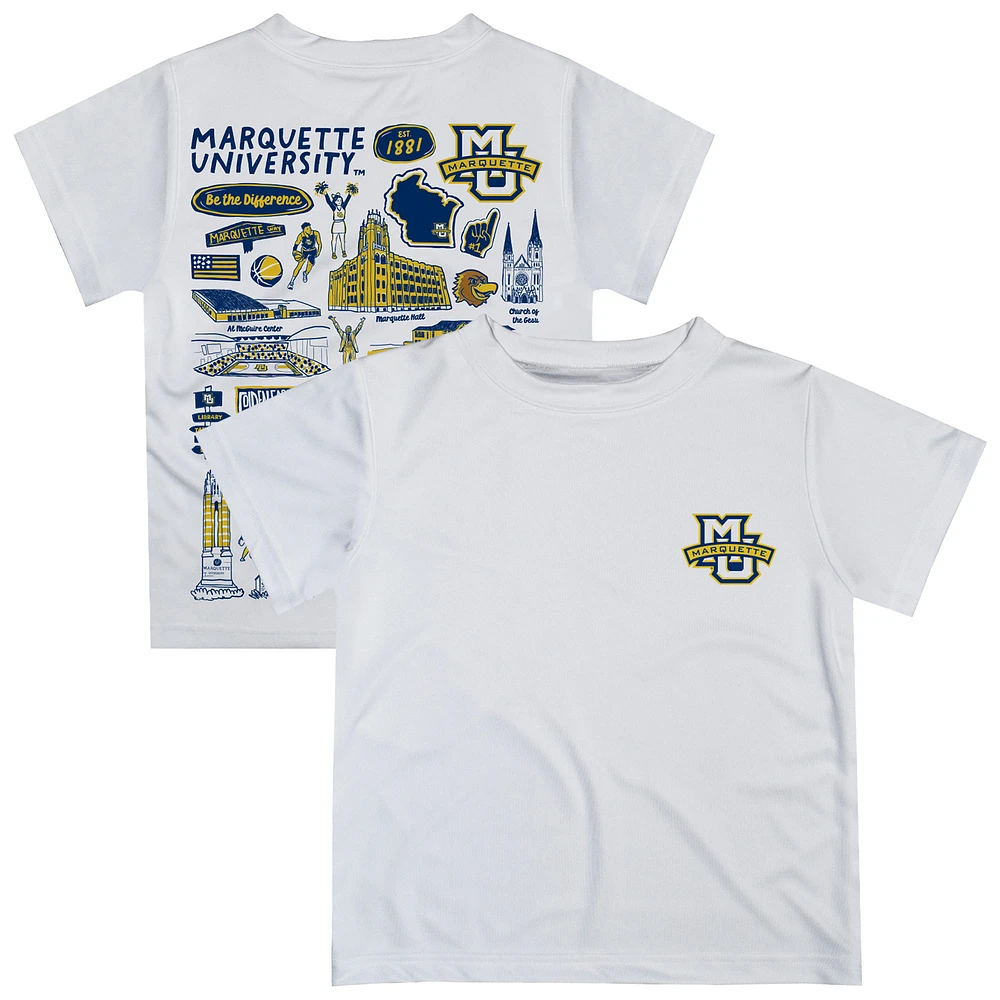Youth Vive La Fete White Marquette Golden Eagles Impressions Artwork T-Shirt