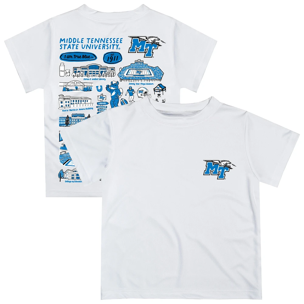 Youth Vive La Fete White MTSU Blue Raiders Impressions Artwork T-Shirt