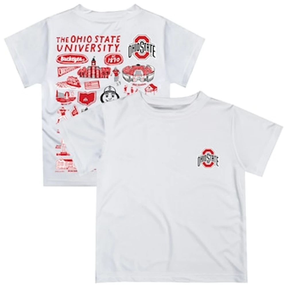 Youth Vive La Fete White Ohio State Buckeyes Impressions Artwork T-Shirt