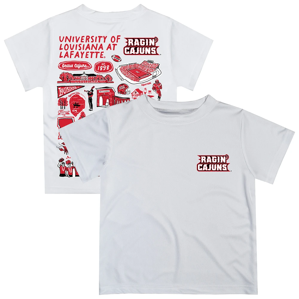 Youth Vive La Fete White Louisiana Ragin' Cajuns Impressions Artwork T-Shirt