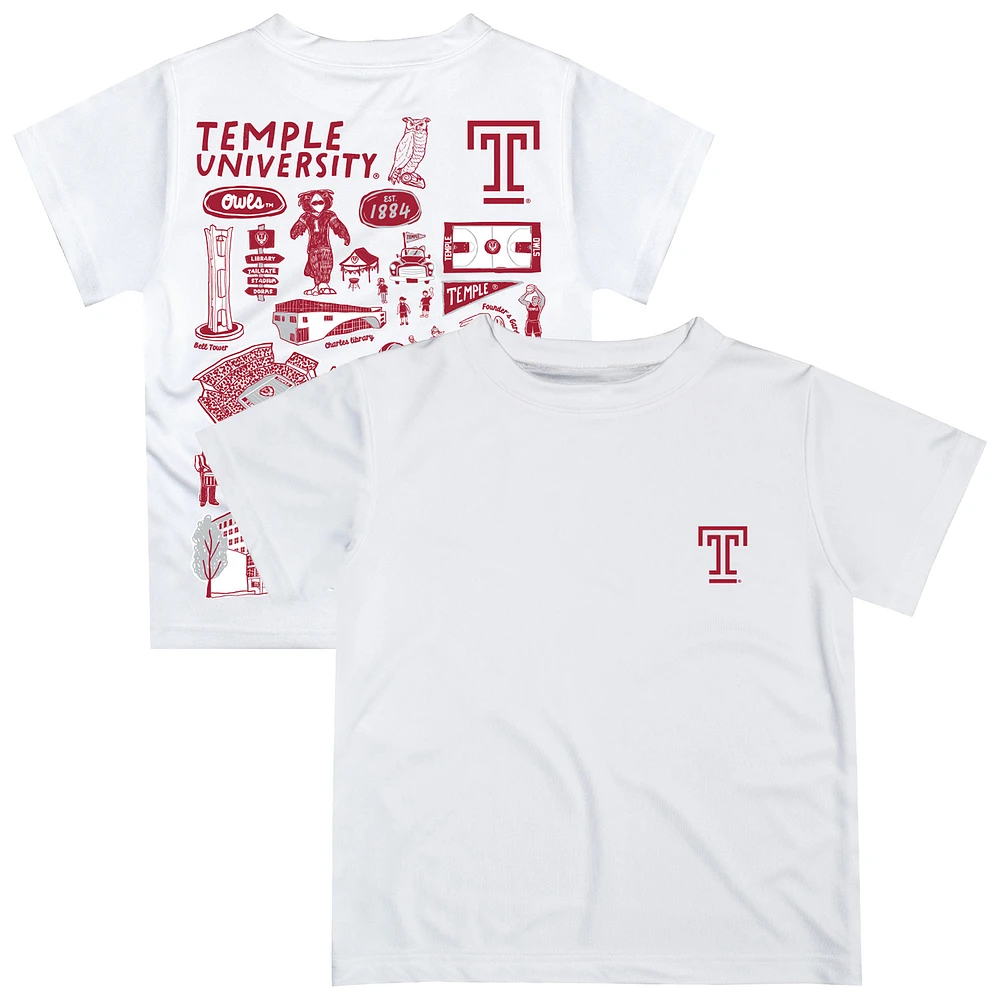 Youth Vive La Fete White Temple Owls Impressions Artwork T-Shirt
