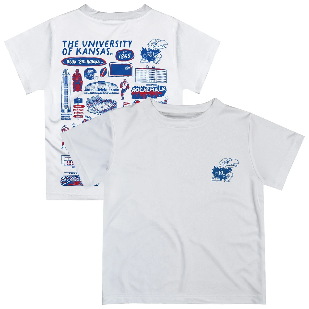 Youth Vive La Fete White Kansas Jayhawks Impressions Artwork T-Shirt