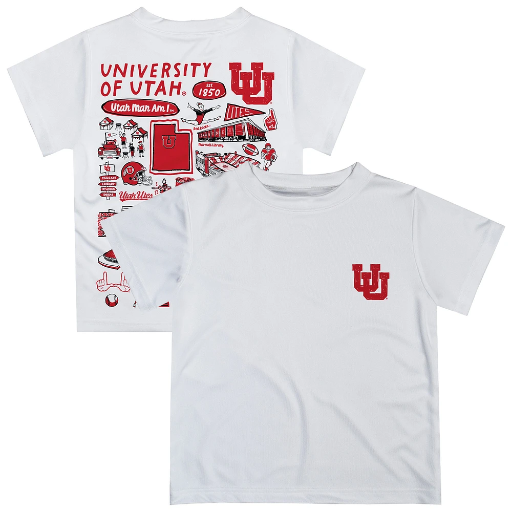 Youth Vive La Fete White Utah Utes Impressions Artwork T-Shirt