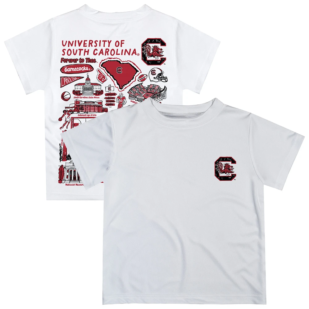 Youth Vive La Fete White South Carolina Gamecocks Impressions Artwork T-Shirt