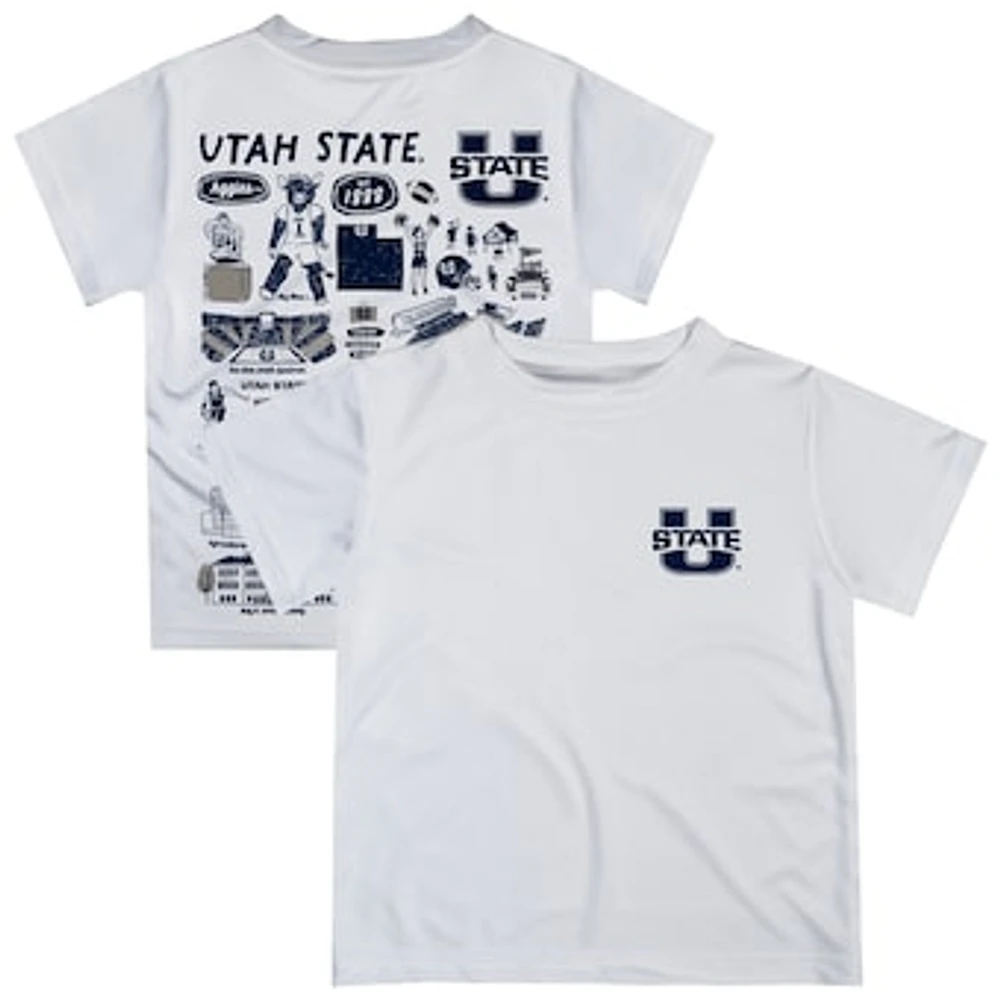 Youth Vive La Fete White Utah State Aggies Impressions Artwork T-Shirt