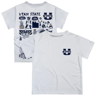 Youth Vive La Fete White Utah State Aggies Impressions Artwork T-Shirt