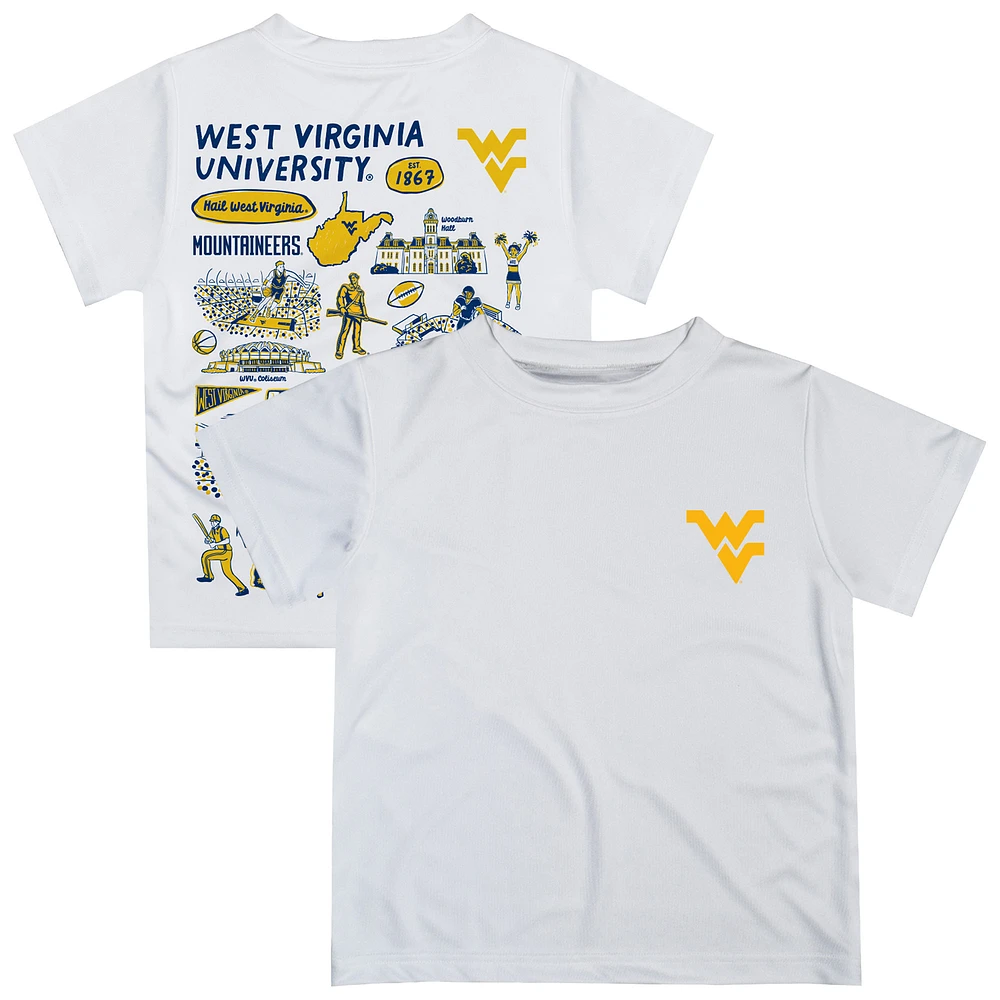 Youth Vive La Fete White West Virginia Mountaineers Impressions Artwork T-Shirt