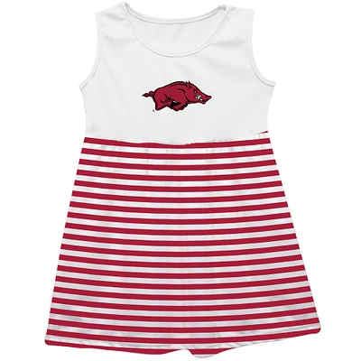 Girls Infant Vive La Fete  Cardinal Arkansas Razorbacks Striped Tank Top Dress