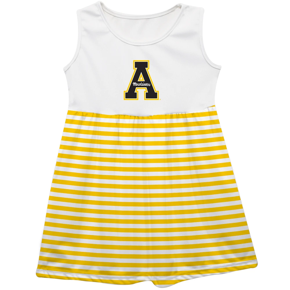 Girls Infant Vive La Fete Gold Appalachian State Mountaineers Striped Tank Top Dress