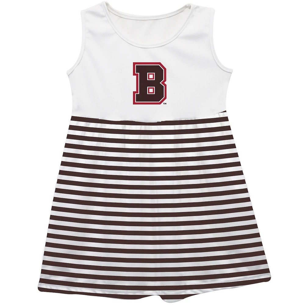 Girls Infant Vive La Fete Brown Bears Striped Tank Top Dress